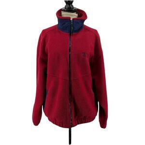 Vintage 90s Eddie Bauer EbTek Mens Large Spell Out Full Zip Fleece Jacket Red